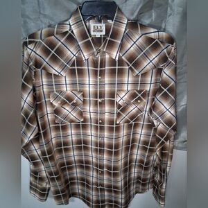 Ely Cattleman Brown Plaid Western Button-Down Shirt